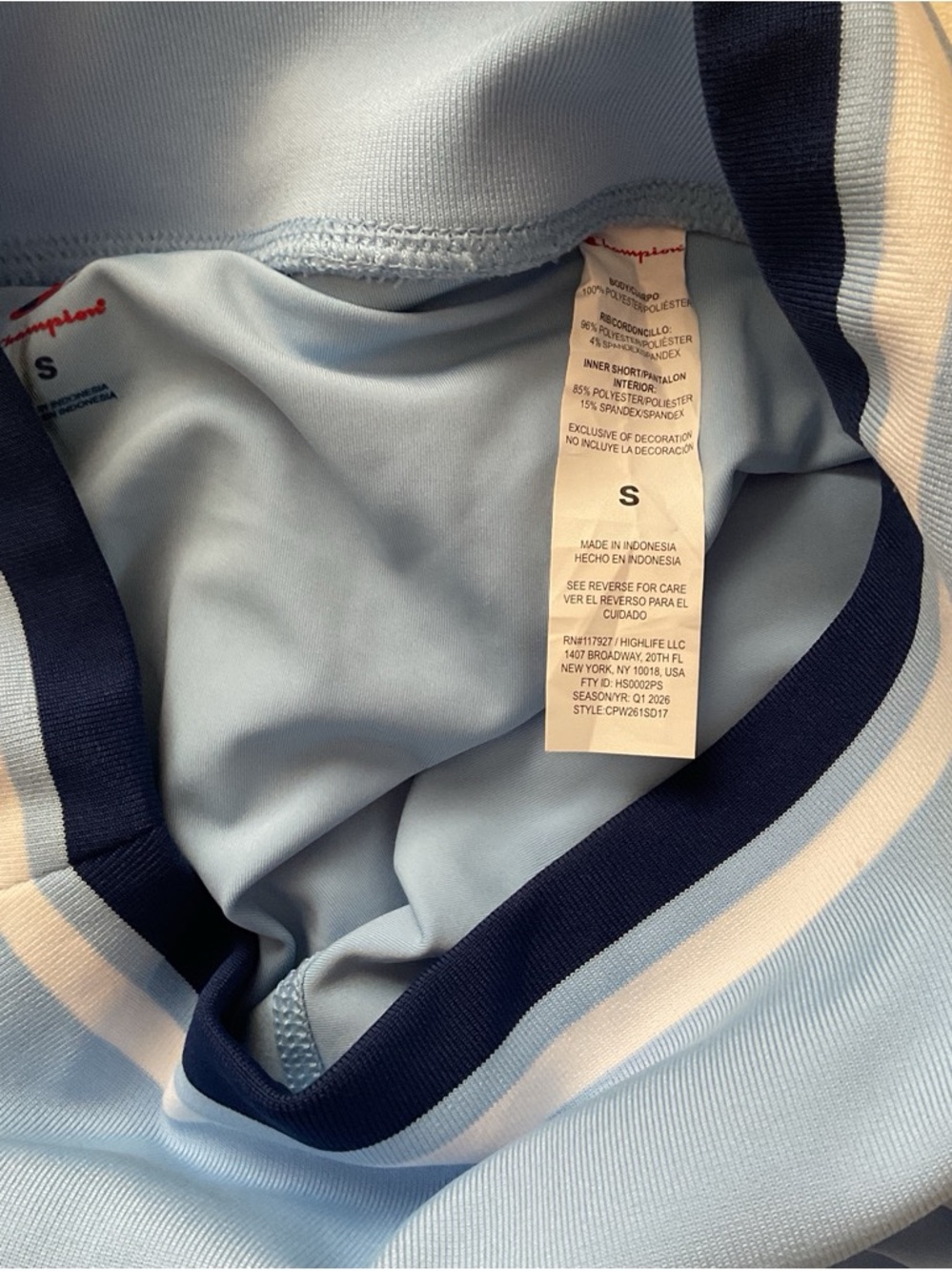 Champion Sky Blue Pleated Skater Skirt with Navy Trim - Picture 2 of 3